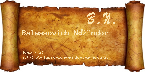 Balassovich Nándor névjegykártya